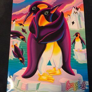 Vintage 90's Lisa Frank Trends Penguin Pals Hugging Winter Folder Barely Used